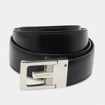 Pre Owned Burberry Black/Brown Leather Reversible Belt 95 CM