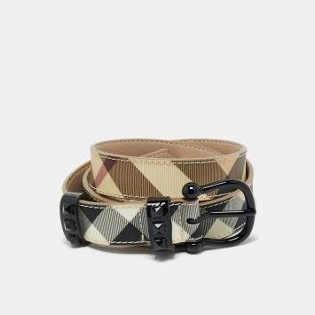 Burberry Beige Nova Check Coated Canvas Logo Plaque Belt