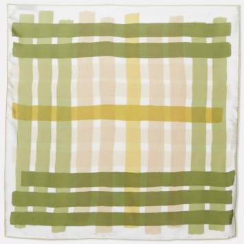 Pre Owned Burberry Green Check Print Silk Square Scarf 