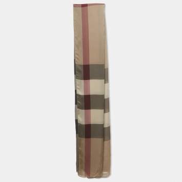Pre Owned Burberry Beige Check Silk Stole