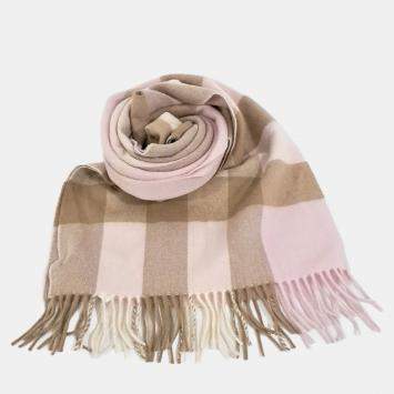Pre Owned Burberry cashmere pink/brown muffler