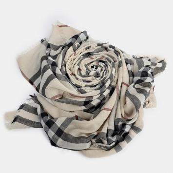 Pre Owned Burberry Beige/Multicolor Wool Scarf