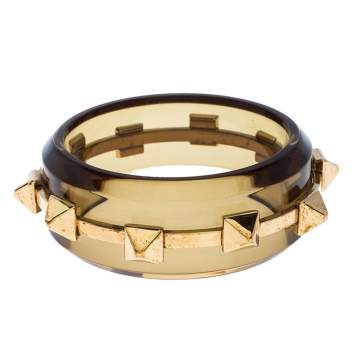 Pre Owned Burberry Clear Green Perspex Studded Bangle 