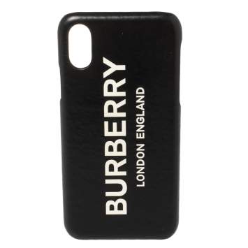 Pre Owned Burberry Black Leather Iphone X/XS Case