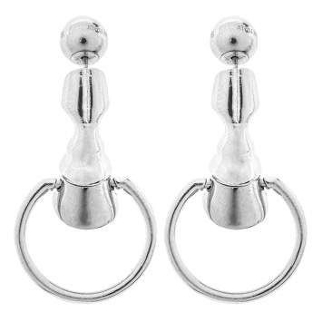 Pre Owned Burberry Palladium Plated Hoof Hoop Earrings