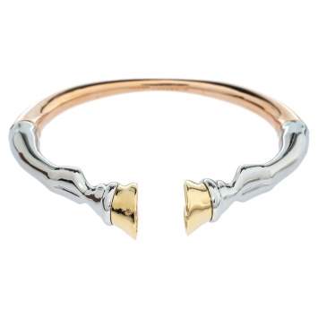 Pre Owned Burberry Three Tone Hoof Cuff Bracelet S