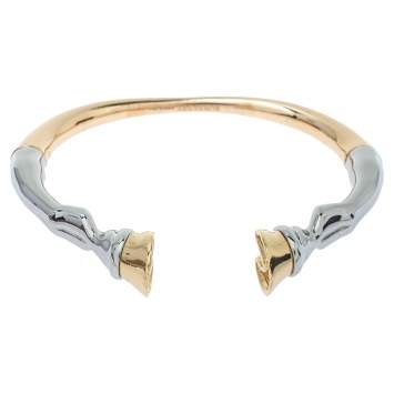Pre Owned Burberry Three Tone Hoof Cuff Bracelet S