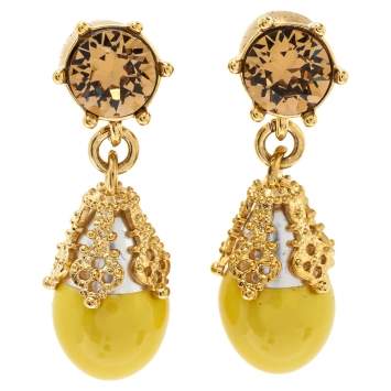 Pre Owned Burberry Gold Plated Faux Pearl Teardrop Earrings