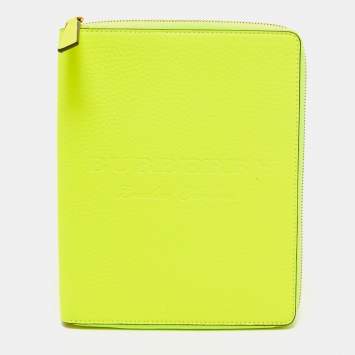 Pre Owned غطاء أجندة بربري A6 نوت بوك جلد أخضر نيون