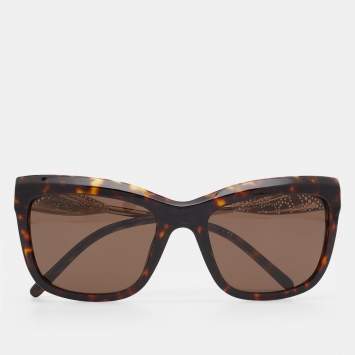 Pre Owned Burberry Dark Havana/Brown B4027 Rectangle Sunglasses
