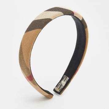 Pre Owned Burberry Beige Giant Check Narrow Headband