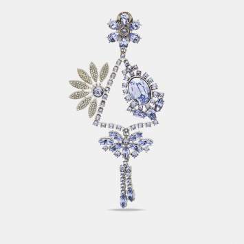 Pre Owned Burberry Lavender Crystal Daisy Drop Single Clip-On Earring