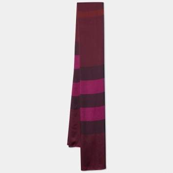Pre Owned Burberry Purple Checkered Silk Scarf