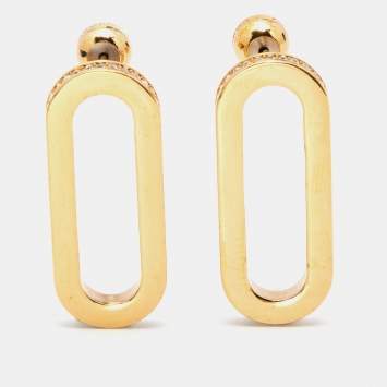 Pre Owned Burberry Chain Link Crystals Gold Tone Earrings