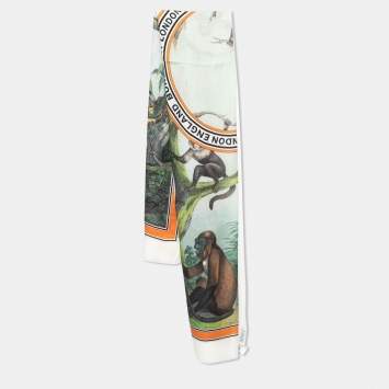 Pre Owned Burberry Opal Green Monkey Print Cashmere Scarf
