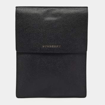 Pre Owned Burberry Black Leather Tablet Sleeve 