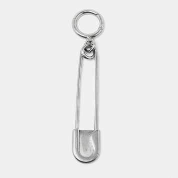 Pre Owned Burberry Safety Pin Silver Tone Key Ring