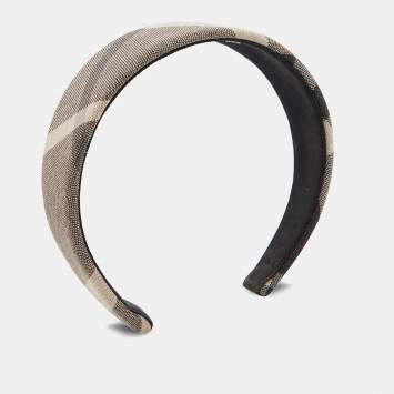 Pre Owned Burberry Beige Shimmer Check Head Band