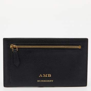 Pre Owned  Burberry Black Leather Document Travel Pouch
