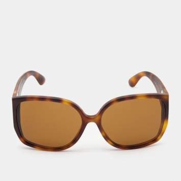 Pre Owned Burberry Matte Brown Tortoise TB Logo Oversized Sunglasses