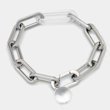 Pre Owned Burberry Palladio Glass Silver Tone Bracelet