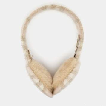 Pre Owned Burberry Pale Pink Nova Check Cashmere Ear Muffs