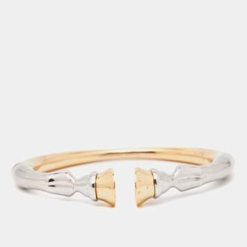 Pre Owned Burberry Hoof Three Tone Cuff Bracelet 