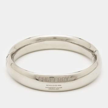 Pre Owned Burberry Horseferry Engraved Silver Tone Bracelet