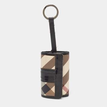 Pre Owned Burberry Multicolor Nova Check PVC and Patent Leather Key Holder