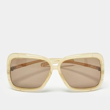 Pre Owned Burberry Cream Acetate B 4001 Square Sunglasses