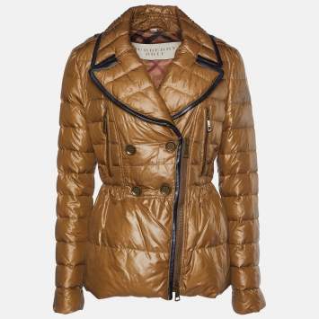 Pre Owned Burberry Brown Down Quilted Zip Up Jacket M