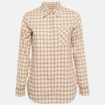 Pre Owned Burberry Pink Checked Cotton Button Front Shirt S