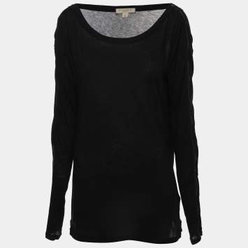 Pre Owned Burberry Black Cotton Long Sleeve Top M