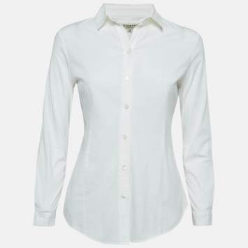 Pre Owned Burberry White Cotton Button Front Shirt S