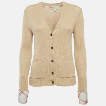Pre Owned Burberry Beige Wool Blend Buttoned Cardigan M