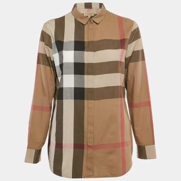 Pre Owned Burberry Brown Tartan Check Cotton Button Front Shirt M
