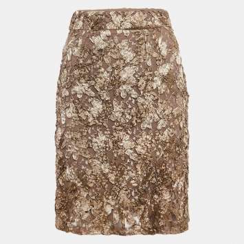 Pre Owned Burberry Brown Ribbon Work Tulle Short Skirt S