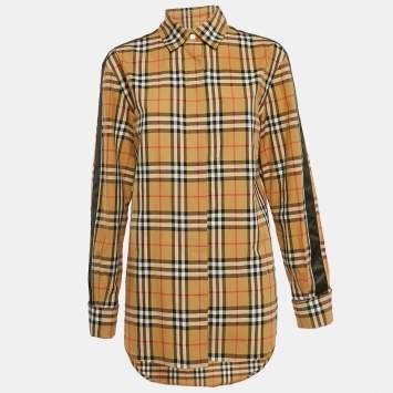 Pre Owned Burberry Beige Checks Cotton Long Sleeve Shirt M