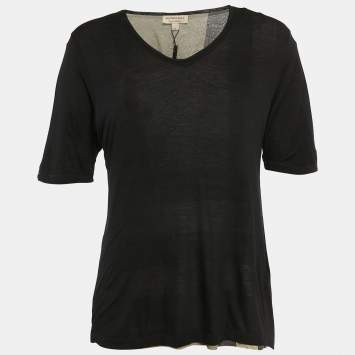 Pre Owned Burberry Black Modal Jersey Layered T-Shirt M