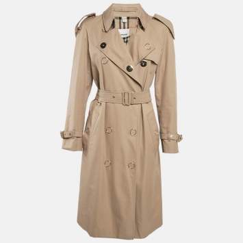 Pre Owned Burberry Brown Cotton Gabardine Double Breasted Trench Coat S