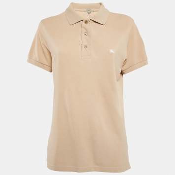 Pre Owned Burberry Beige Cotton Pique Polo T-Shirt M