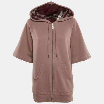 Pre Owned Burberry Pink Cotton Hooded Zip-Up Oversized Jacket XS