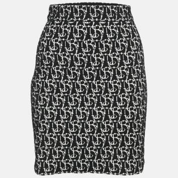 Pre Owned Burberry Black Jacquard Knit B-Charm Mini Skirt XS