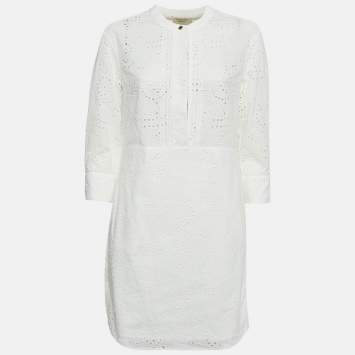 Burberry White Cotton Slit Detail Shirt Dress L Burberry | TLC