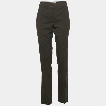 Pre Owned Burberry Black Wool Regular Fit Trousers S