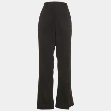 Burberry Black Wool Crepe Flared Trousers M