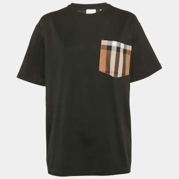 Burberry Black Cotton Nova Check Pocket T-Shirt M