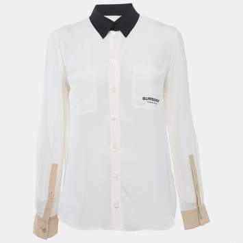 Pre Owned Burberry Natural White Button Front Annette Shirt S