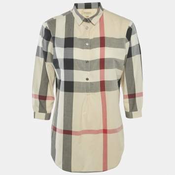 Pre Owned Burberry Brit Beige Checks Cotton Tunic S