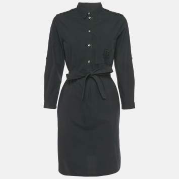 Burberry Navy Blue Cotton Belted Mini Dress M